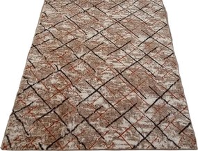 HU Béžový koberec Plush Deluxe červeny-mramor Rozmer: 60x100 cm