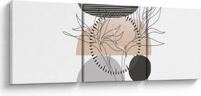 Obraz - Line art kvety N⁰2 (s hodinami) (90x30 cm)