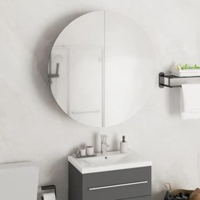 Kúpeľňová skrinka s okrúhlym zrkadlom a LED sivá 54x54x17,5 cm 345589