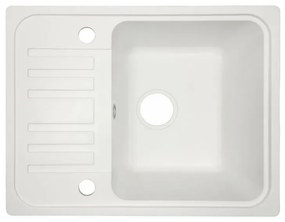 Aquamarin Granitový kuchynský drez, 57 x 45 cm, biely