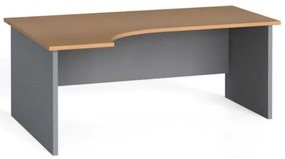 Ergonomický kancelársky pracovný stôl PRIMO FLEXI 180x120 cm, sivá / buk, ľavý