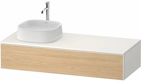 DURAVIT Zencha závesná skrinka pod umývadlo na dosku (umývadlo vľavo), 1 zásuvka, 1300 x 550 x 281 mm, dub prírodný/biela super matná, ZE4812L30840000