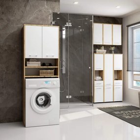 Kúpeľňová skrinka nad práčku FIN 2D dub artisan / biela