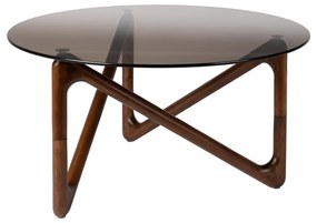 Hnedý okrúhly konferenčný stolík so sklenenou doskou ø 80 cm Naia – Dutchbone