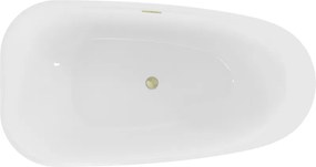 Mexen Giada, voľne stojaca vaňa 170 x 90 cm, biela lesklá, zlatý matný prepad, 52741709000-55