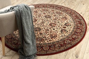 Vlnený kobere KASHQAI 4362 102 kruh, béžovo / bordový