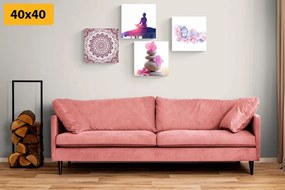 Set obrazov Feng Shui v ružovom prevedení - 4x 40x40