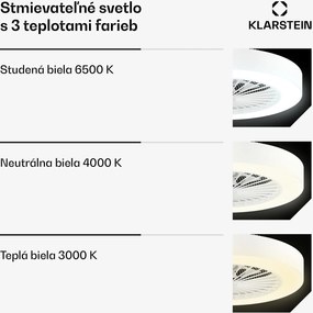 Klarstein ZenBreeze inteligentný stropný ventilátor so svetlom | 48 cm | 16 W | Tichý | LED | Akryl