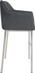Barová stolička Damaso E - filc, nerez 4-nohý rám - Sivá