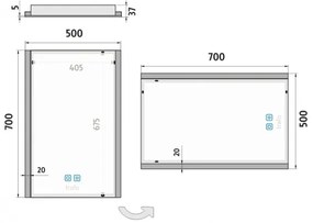 NIMCO ZP 11001VX - LED Kúpeľňové podsvietené zrkadlo 3000-6500K 70x50 cm IP44