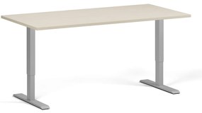 Výškovo nastaviteľný stôl, 160x80 cm, 2 motory, sivá podnož, breza