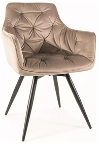 Sametové jídelní křeslo Mango tmavě béžové