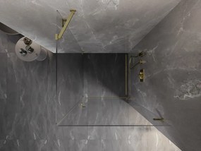 Mexen Lunar-B, výklopný sprchový kút pravý 100 x 100 cm, 8mm číre sklo, zlatý kartáčovaný - 832-100-100-55-00-P