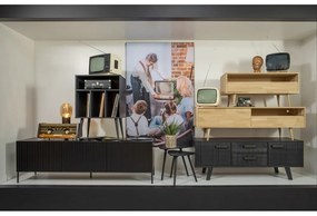 Gramofónová skrinka z borovicového dreva v čierno-prírodnej farbe 60x83 cm James – WOOOD