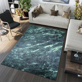 Moderný zelený koberec s mramorovým vzorom Šírka: 80 cm | Dĺžka: 200 cm