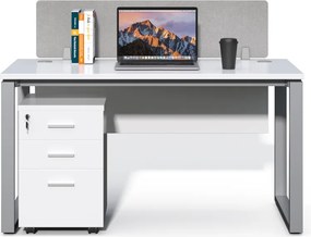 Kancelársky stôl s kontajnerom Houseland Prime Max 01 140 cm biely