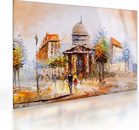 Sklenený obraz - Maľovaná mestská pamiatka (70x50 cm)