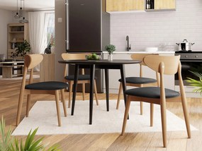 Okrúhly stôl Vidariko FI 100 so 6 stoličkami ST80 01, Dostupné poťahy: Magic Velvet 2219, farebné prevedenie stola v dreve: Čierna, farebné prevedenie stoličky v dreve: Prírodná