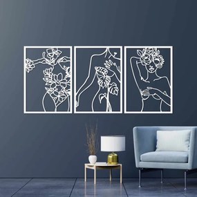Trojdielna nástenná dekorácia ženy – Moderné art umenie | SENTOP HDF0480