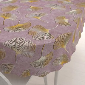 Biante Zamatový oválny obrus Tamara TMR-001 Ginkgo lístky na staroružovom 140x180 cm