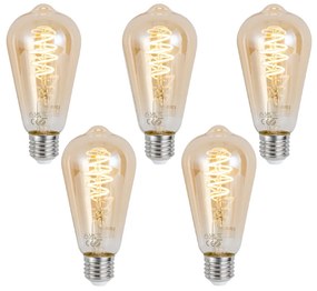 Sada 5 ks Inteligentná stmievateľná LED žiarovka E27 ST64 Jantárová 4,9 W 320 lm 2500 K