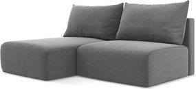 Sivá zamatová rozkladacia/s úložným priestorom rohová pohovka (ľavý roh/s leňoškou) Kalena – Makamii