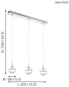 Eglo 93784 – Závesné svietidlo MONTEFIO 1 LED 3X5W/230V