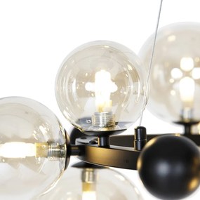 Inteligentné závesné svietidlo čierne s jantárovým sklom 12-svetiel Vrátane 12 WiFi G9 - David