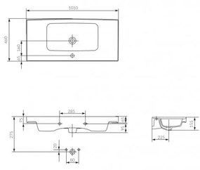Cersanit - skrinka s umývadlom 100cm, biely lesk , Cersanit Crea, S924-021+K114-018