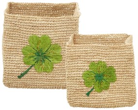 rice Úložný košík Raffia Square Clover – set 2 ks