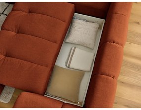 Rozkladacia/s úložným priestorom rohová pohovka v tehlovej farbe (ľavý roh/do L) Fuji – Bobochic Paris