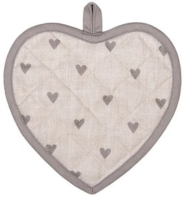 Béžovo-šedá bavlnená chňapka - podložka so srdiečkami Love It - 20*20 cm
