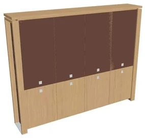 Vysoká skriňa Verno+ 260 x 46 x 210 cm, kombinované dvere, dub svetlý / hnedá