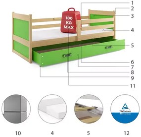 Detská posteľ RICO NATURAL 90x200 cm