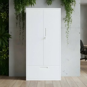 Modulárna kovová multifunkčná skriňa s vysokou zásuvkou biela MEGAN 1950 x 900 x 400 mm