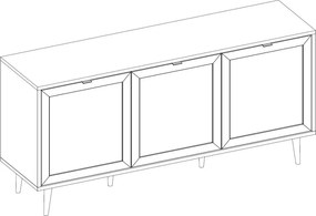 Široká skrinka 3-dverová Bali, dub sonoma/výplet