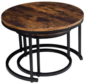 Sada 2 konferenčných stolíkov GALEN 70 cm Rustic
