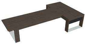 Stôl Verno+ S 200 x 370 cm s rokovacím prvkom, dub antracit / čierna