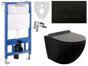 Závesný set Mexen Fenix + WC Lena Rimless ČIERNA 48x36 cm + wc sedátko, 60100+3322XX85