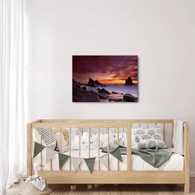 Obraz západu slnka na pobreží (70x50 cm)