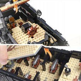 Čierna pirátska loď Mold King, sada stavebných kociek 3180 dielikov ZKL.13199