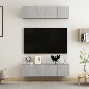 TV skrinky 4 ks betónovo-sivé 60x30x30 cm drevotrieska