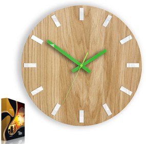Nástenné hodiny Simple Oak hnedo-zelené