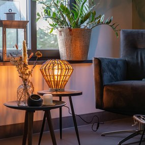 Rustikálna stolná lampa bambusová s bielou - Canna Diamond