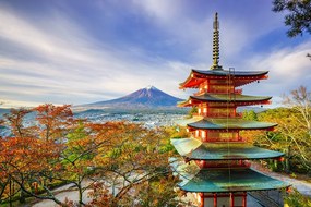 Samolepiaca fototapeta výhľad na Chureito Pagoda a horu Fuji