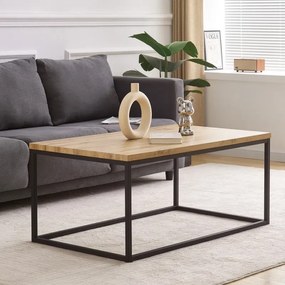 Konferenční stolek 100x60x45 cm, deska MDF dekor divoký dub, černý kov