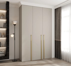Šatníková skriňa 150 cm Carmela 40-3 (kašmír + zlatá). Akcia -20%. Vlastná spoľahlivá doprava až k Vám domov. 1126612