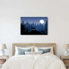 Obraz - Svorka vlkov za splnu (90x60 cm)