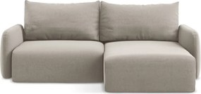 Taupe zamatová rozkladacia/s úložným priestorom rohová pohovka (pravý roh/s leňoškou) Kalena – Makamii