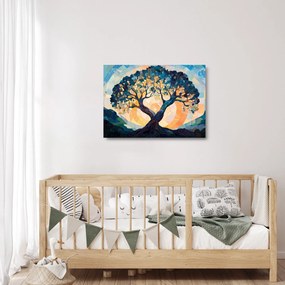 Sklenený obraz – Mozaika – slnko a strom II. (70x50 cm)